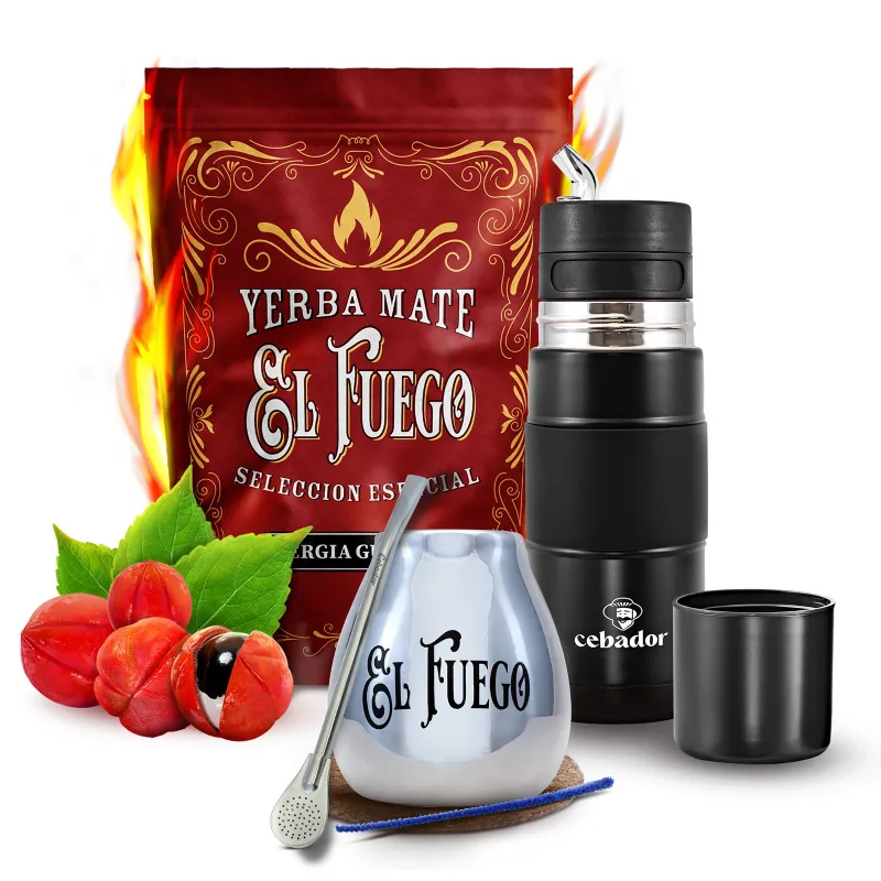Sada Yerba Maté El Fuego Energia 500g 0,5kg Yerbomos + Kalabása + Bombilla