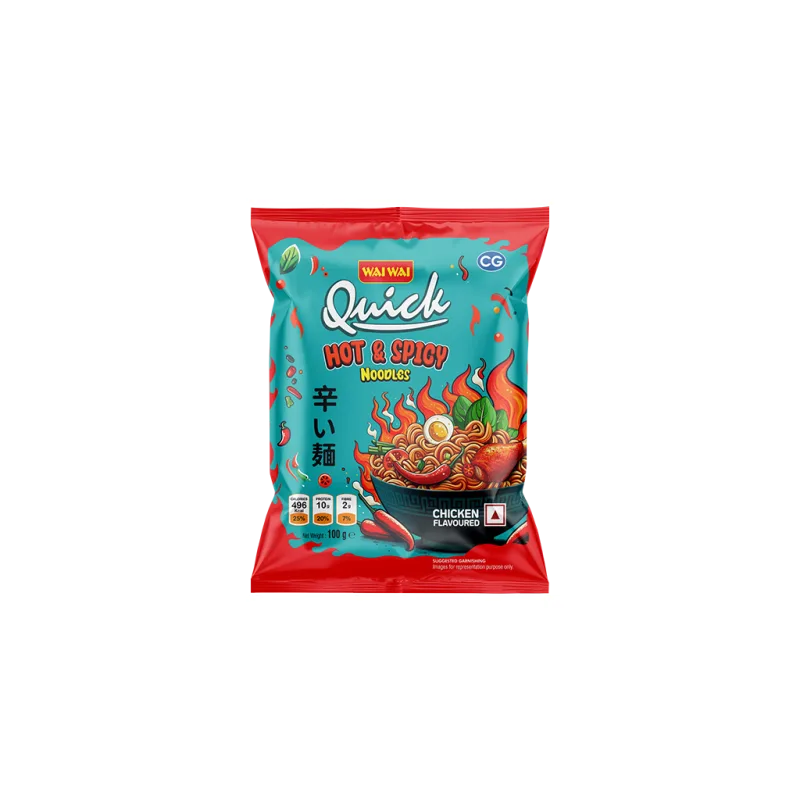 Wai Wai Quick Hot & Spicy Chicken Noodles 100g