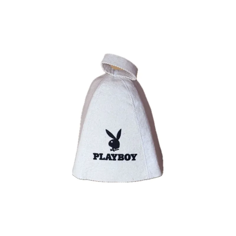 Klobouk do sauny “PLAYBOY“ bílý, 100% vlna