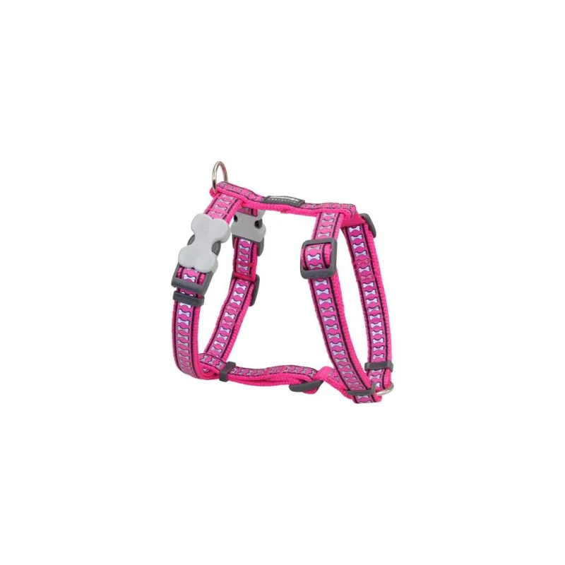 Red Dingo postroj reflexní – Bones Hot Pink – 20 mm x 45-66 cm