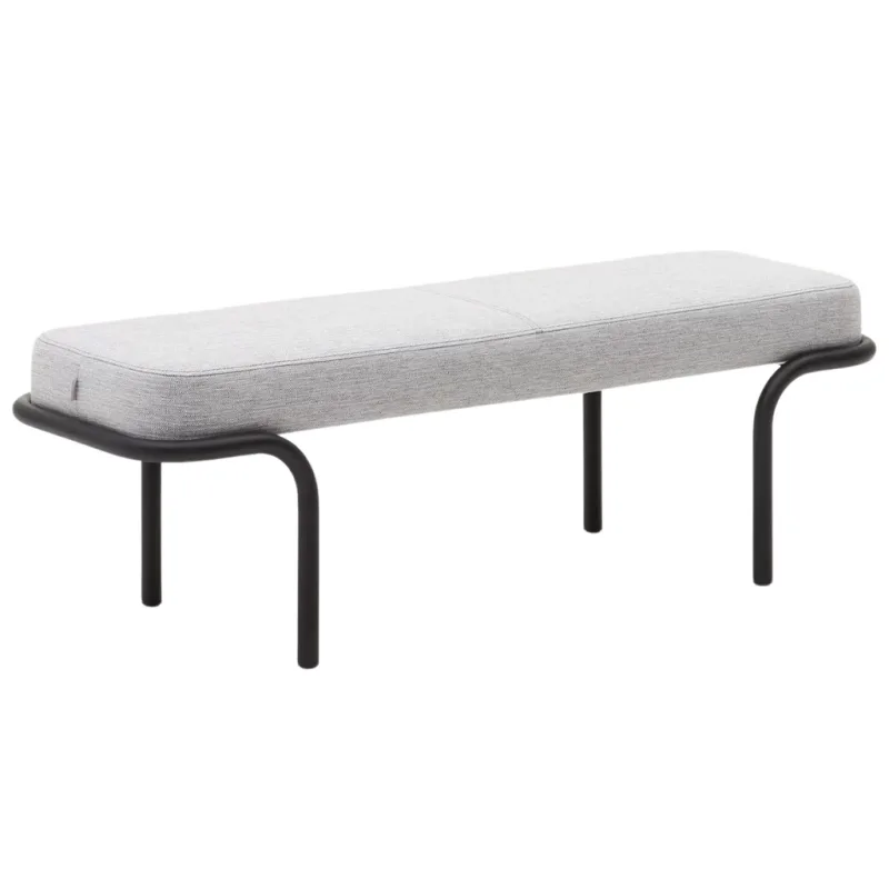 Světle šedá čalouněná lavice Compo 130 cm