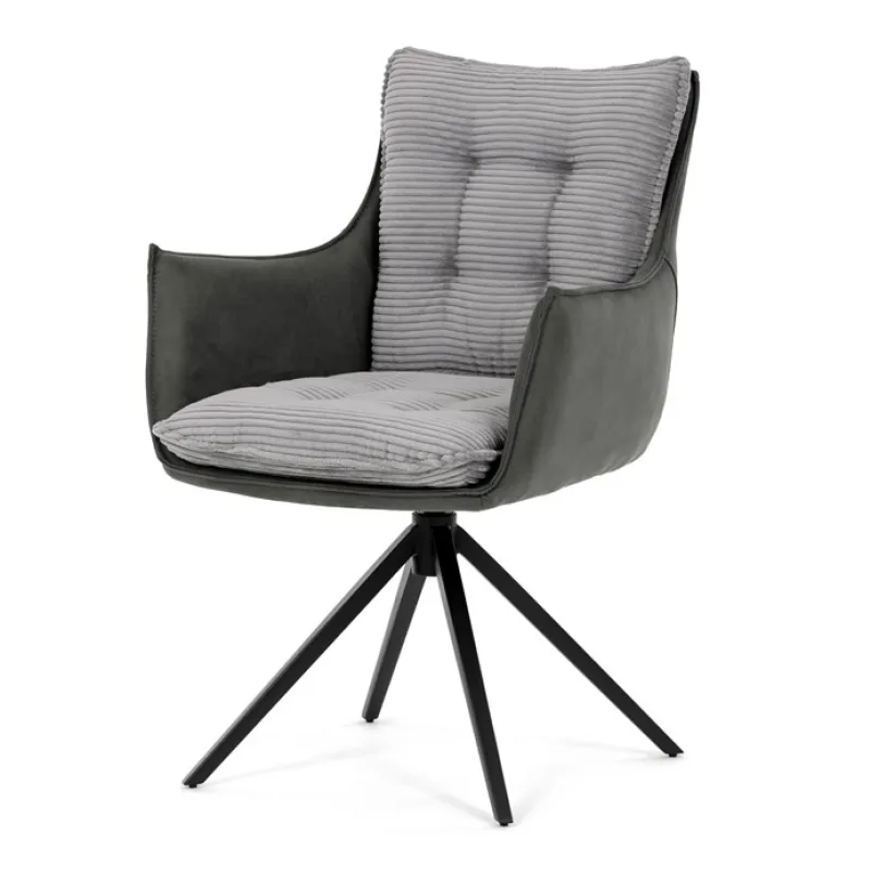 Jedálenská stolička, šedá, menčestrová látka, DCH-D1345 GREY2
