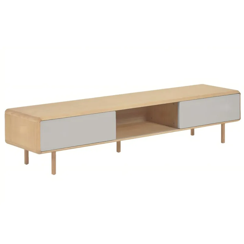 Jasanový TV stolek Kave Home Anielle 180 x 42 cm