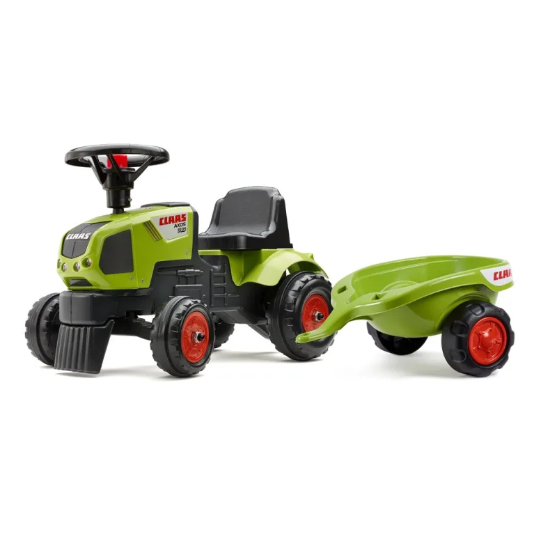 Odrážedlo traktor Baby Claas Axos 310 s 2 kolovým valníkem, délka 97cm, Made in France,