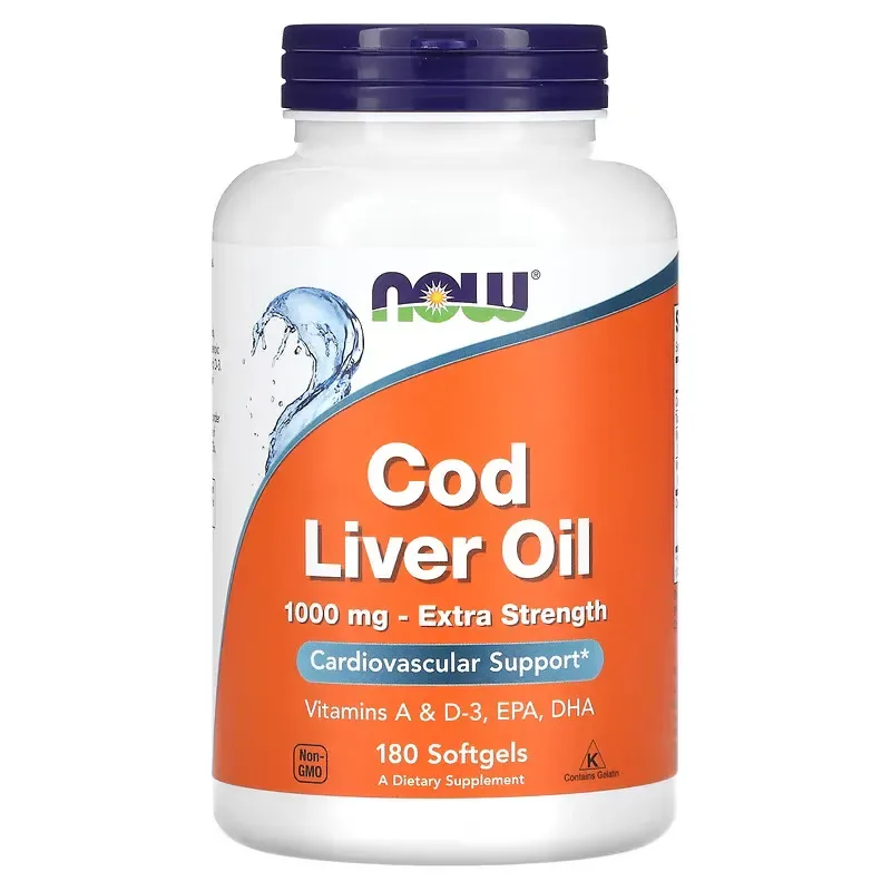 NOW Cod Liver Oil, Extra Strength, 1,000 mg, 180 softgels