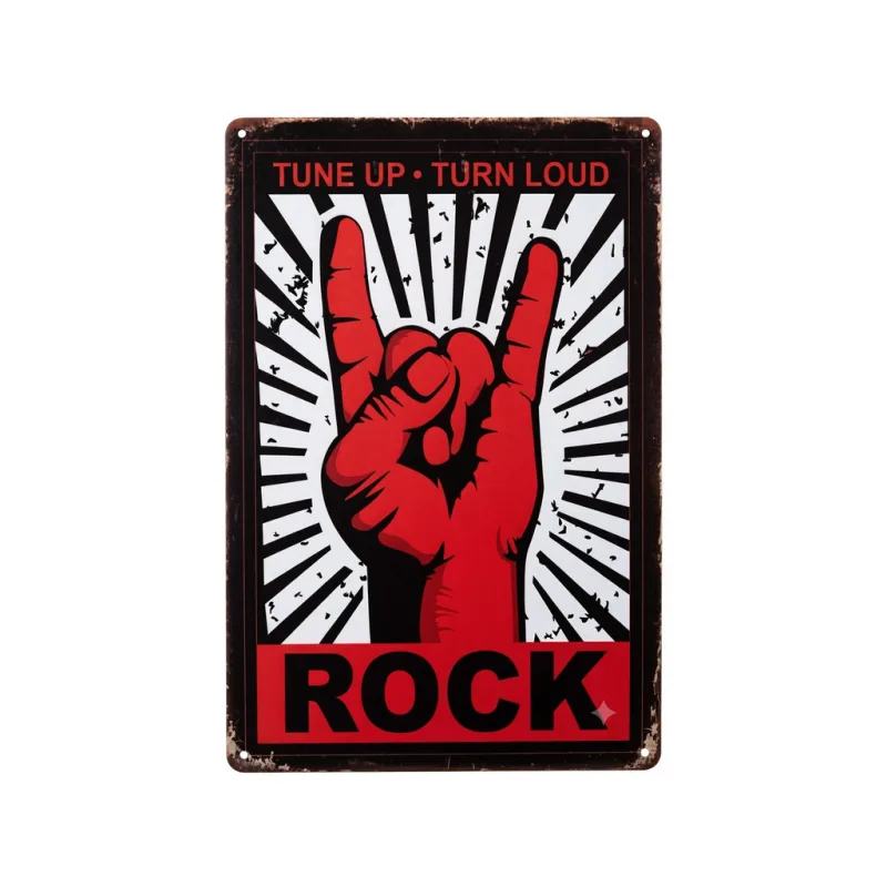 VINTAGE SIGN 20X30CM - ROCK TURN UP TURN LOUD