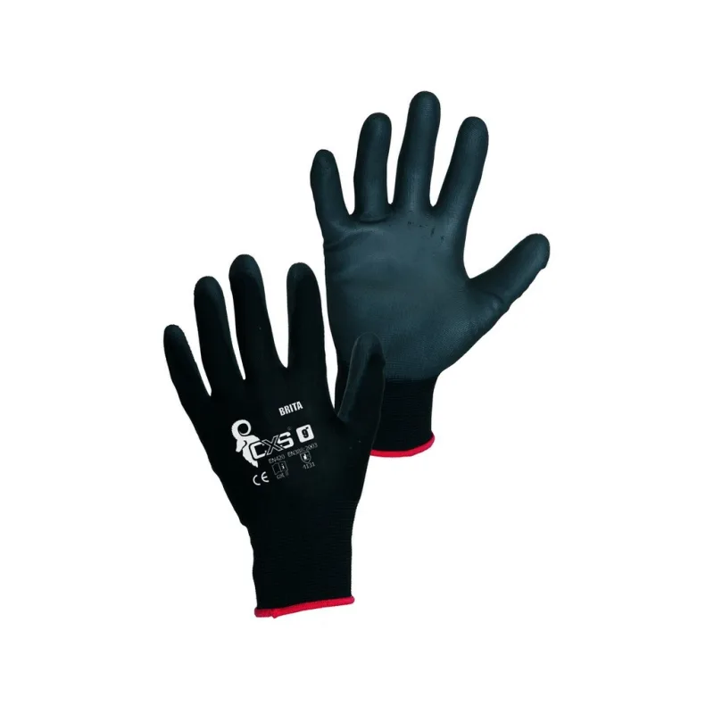 Rukavice nylon černé vel.9 BRITA