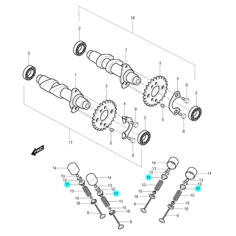 [11] Sedlo pružiny ventilu (FIG08h) – Hyosung GV 250