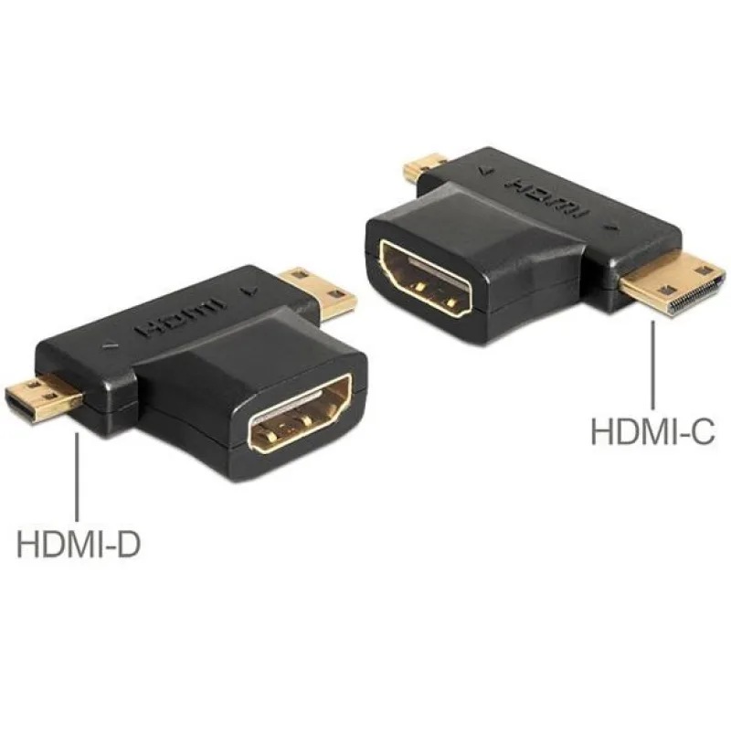 Delock adaptér HDMI-A samice > HDMI-C + HDMI-D samec 65446