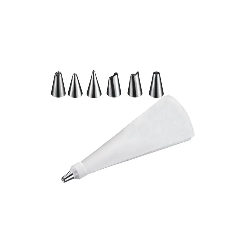 Set zdobící STEEL s 6 malými nerezovými nástavci, sáček 30 cm / 8 dílů