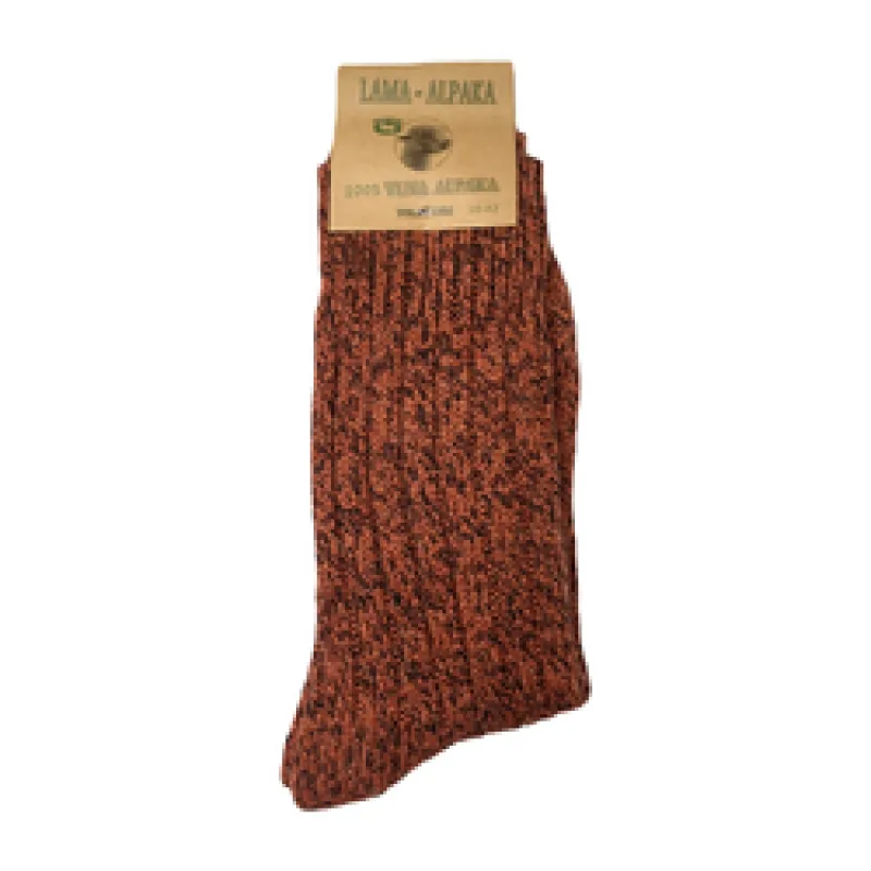 Llama Alpaca Wool Socks brick - Loose hem, Size EU 39 - 42