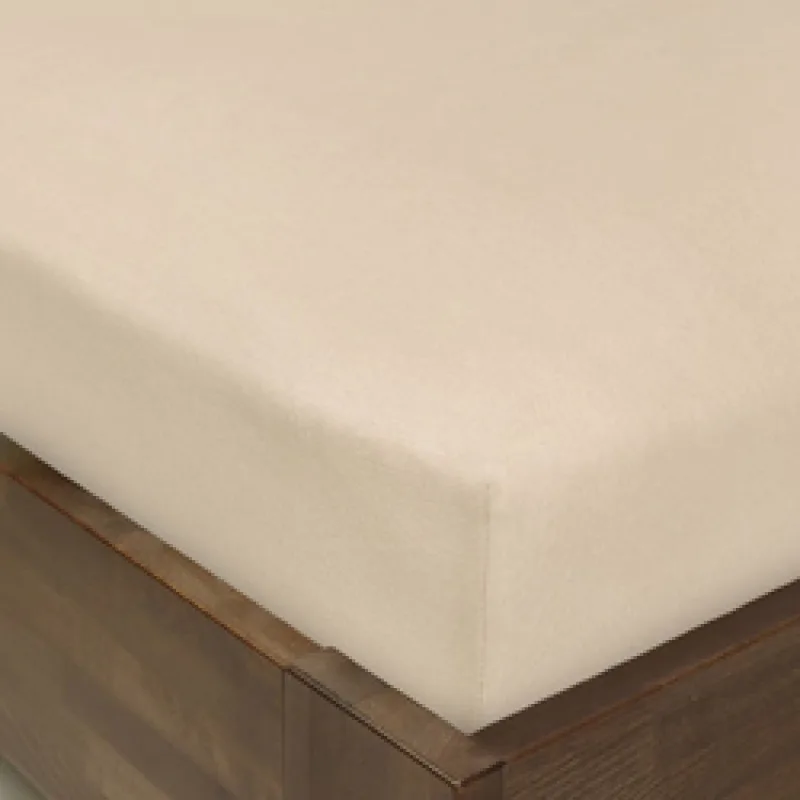 Sheet Jersey from Cotton Premium with Elastic Band Beige / Comfort for Every Night