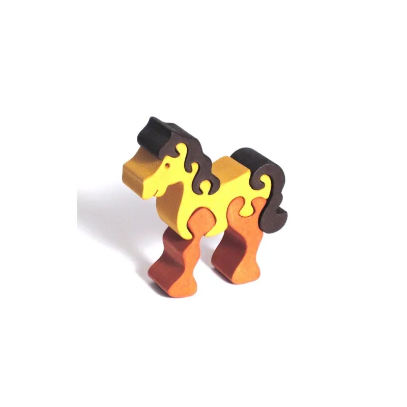 Drevené vkladacie puzzle z masívu malý kôň hnedý