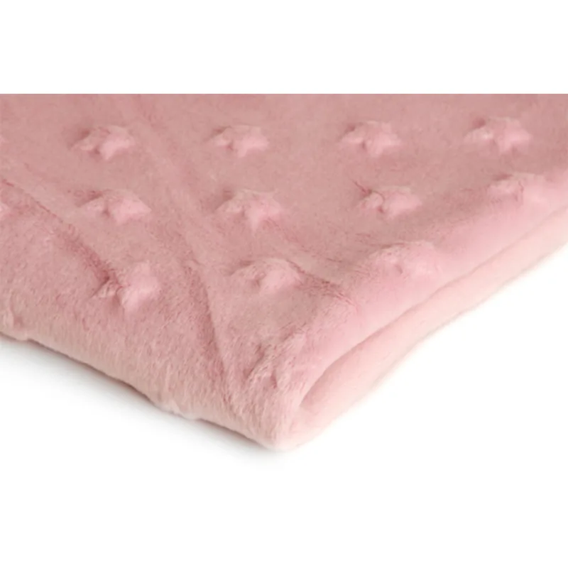 Látka minky hvězdy, 320 g/m², šíře 155 cm, metráž, růžová