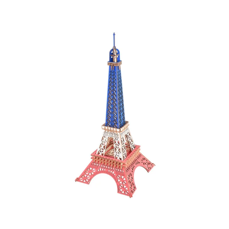 Drevené 3D puzzle Eiffelova veža v farbách Francie