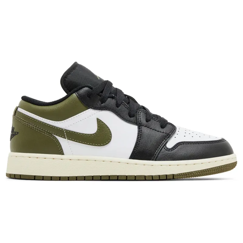 Jordan 1 Low Black Toe Medium Olive (GS)