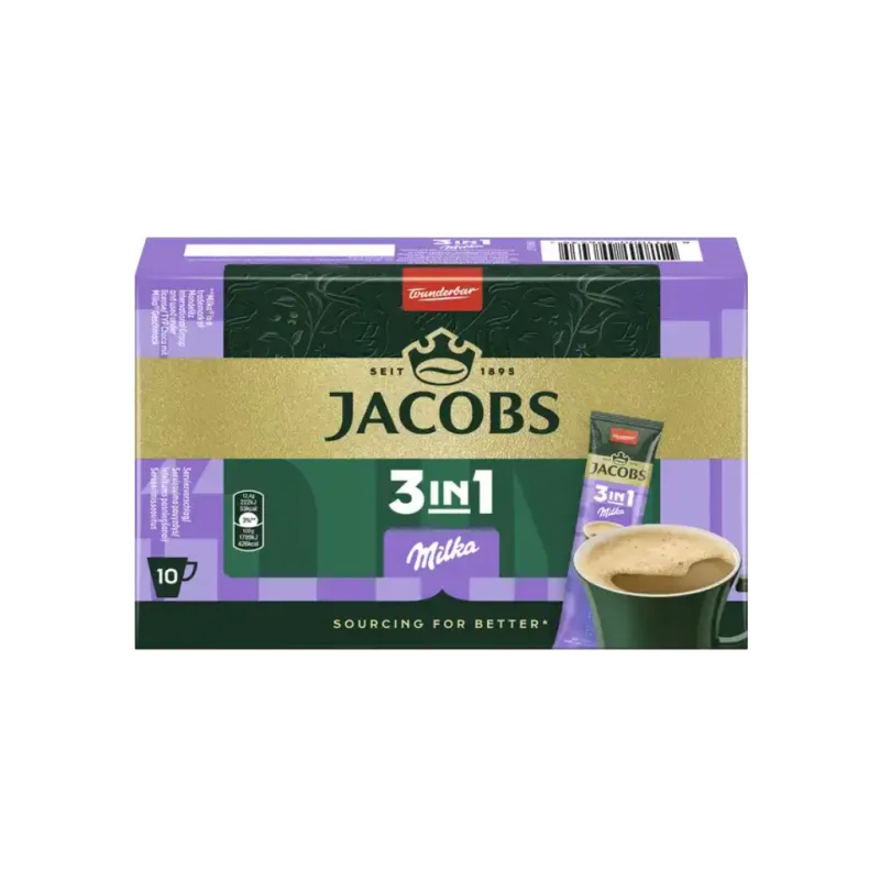 Jacobs instantní káva 3v1 s příchutí Milka 10ks 124 g  - originál z Německa
