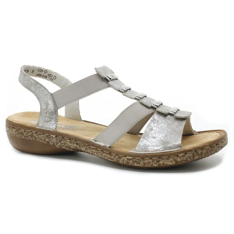 RIEKER 62850-90 metallic, dámské sandály vel.42