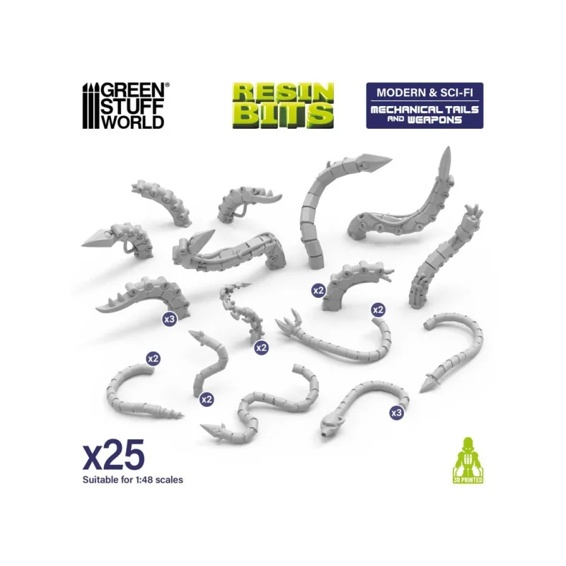 Green Stuff World 3D Printed Mechanical Tails and Weapons 1:48