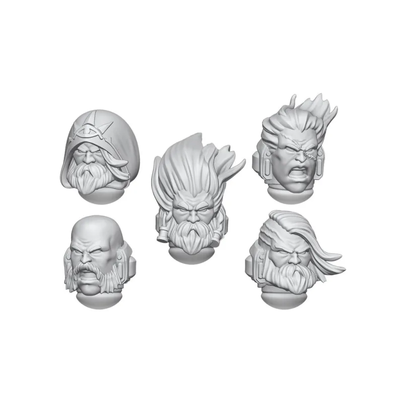 Green Stuff World 3D Printed Techno Wolf Heads 1:48