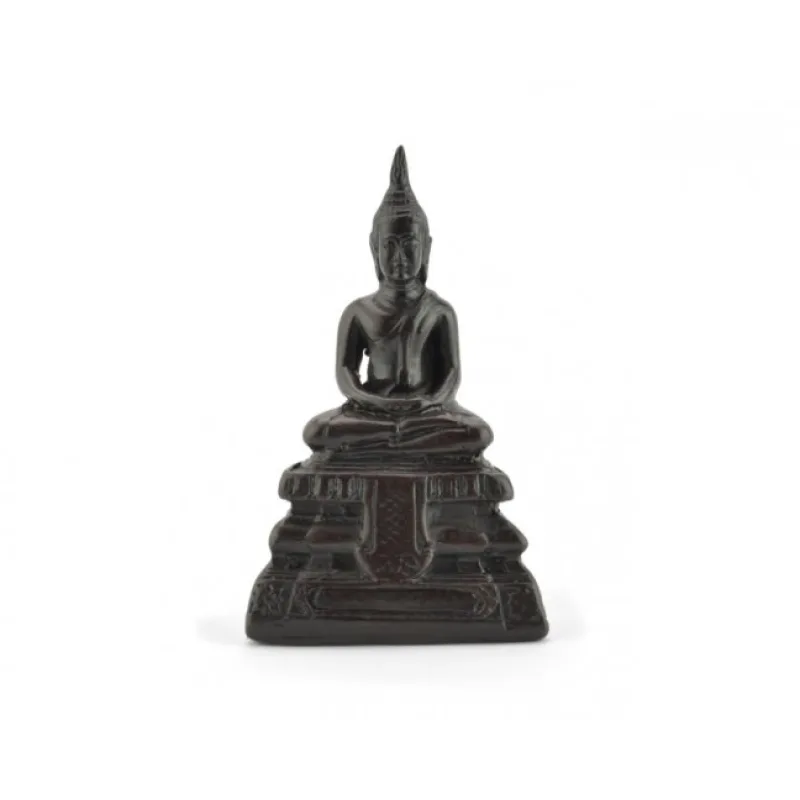 Buddha meditující, pryskyřice, tmavý, 8 cm