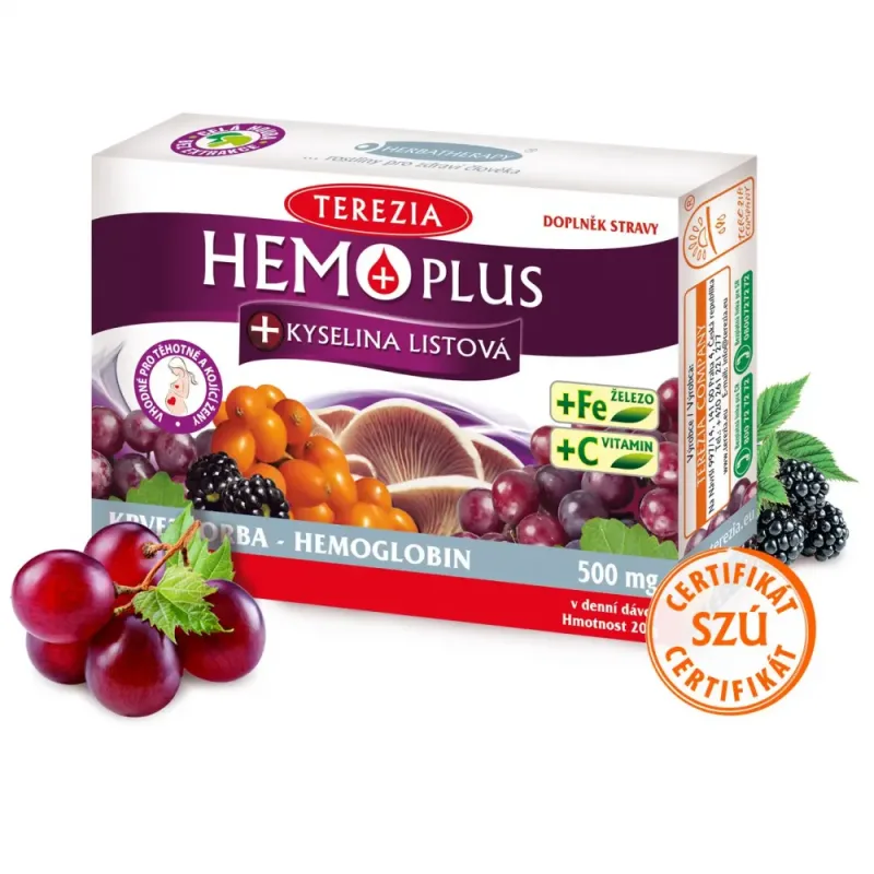 TEREZIA HEMOPLUS + KYSELINA LISTOVÁ 60 kapsúl