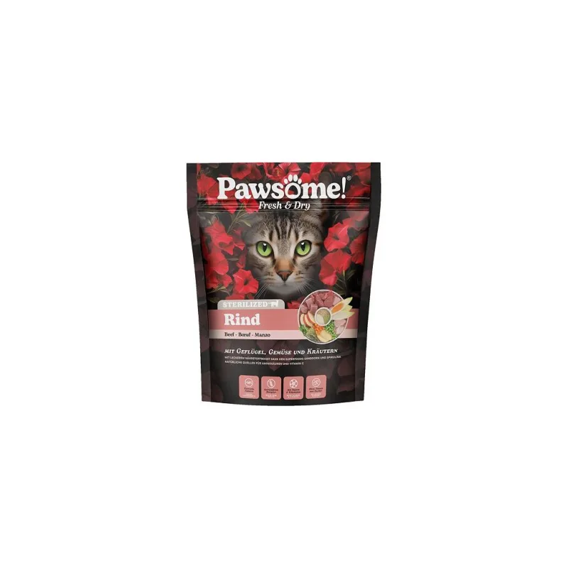 Pawsome! Fresh & Dry Sterilised Rind s hovězím masem 750 g