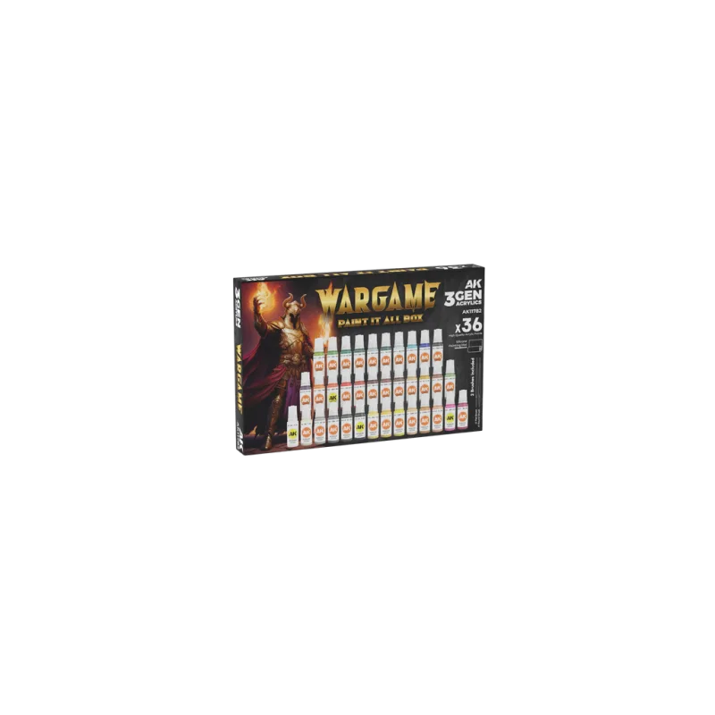 AK Wargame Paint It All Box 36 Colors 3Gen