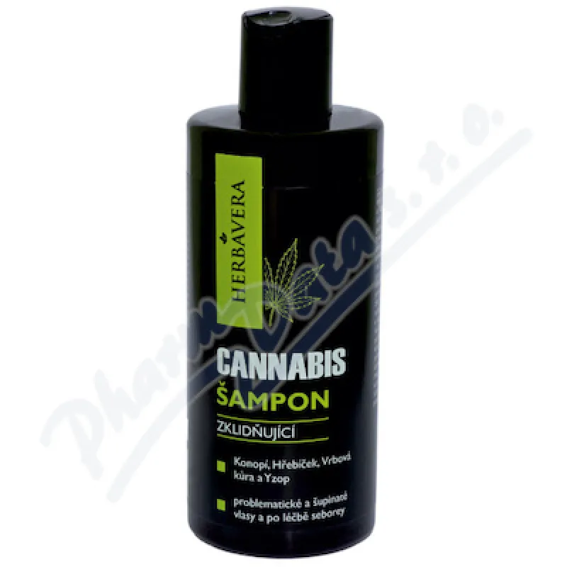 Herbavera Cannabis /Konope/ upokojujúci šampón na vlasy s konope, klinčekom, vrbovou kôrou a yzopom 300 ml – jemná starostlivosť pre citlivú pokožku h