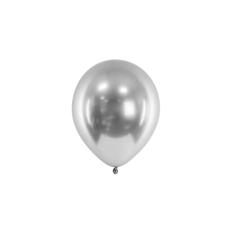 Balónky stříbrný chromové  30 cm 10 ks - stříbrný nafukovací chromové svatební balónky na party, oslavu, svatbu