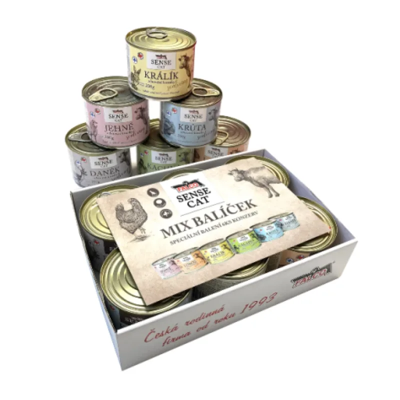 FALCO Mix balení konzerv - SENSE CAT hovězí 200 g - 6 ks