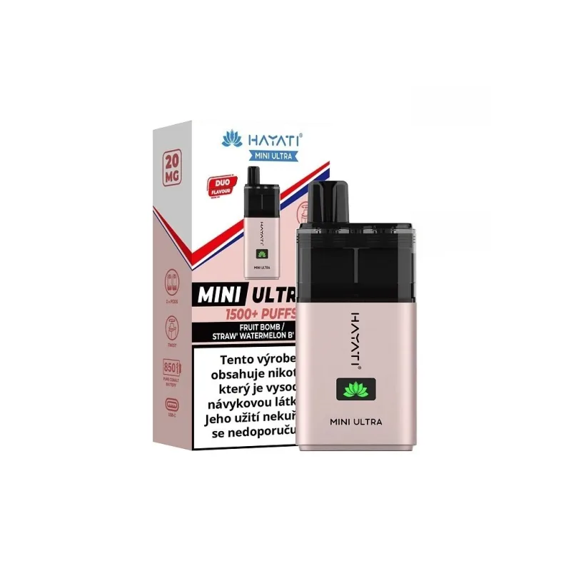 Hayati Mini Ultra 1500 - Fruit Bomb Strawberry Watermelon Bubble Gum - 20mg