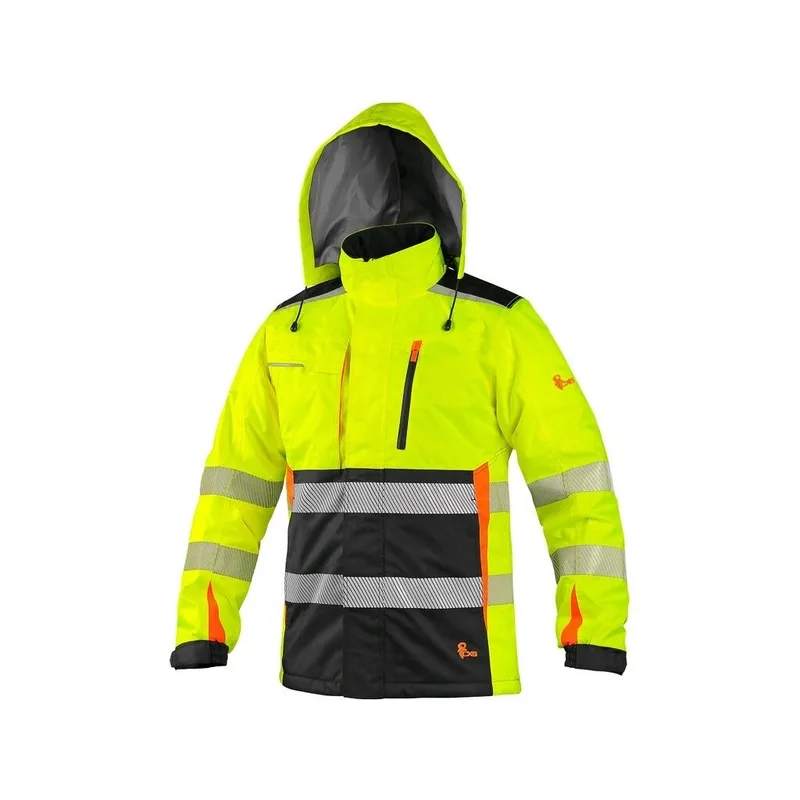 CXS BENSON, pánska výstražná bunda, softshell, žltá a čierna