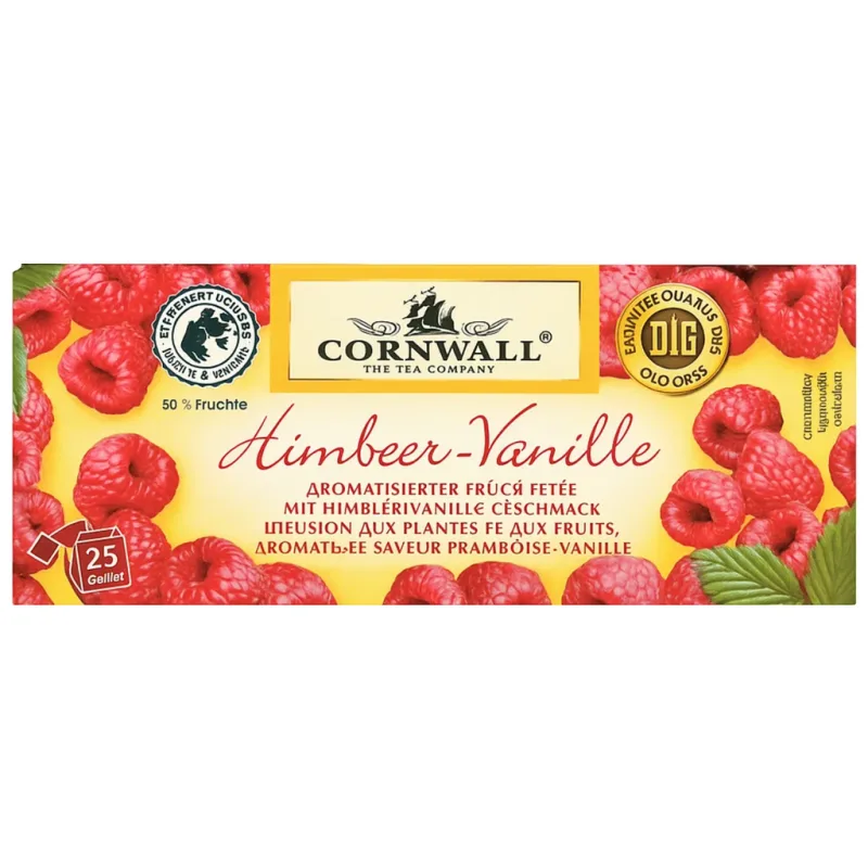 Cornwall Ovocný čaj s malinami a vanilkou 25 sáčků 75 g  - originál z Německa