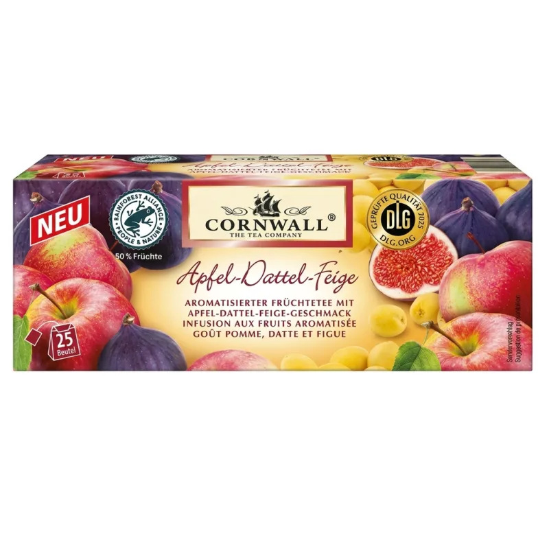 Cornwall Ovocný čaj s jablkem datlemi a fíky 25 sáčků 68,75 g  - originál z Německa