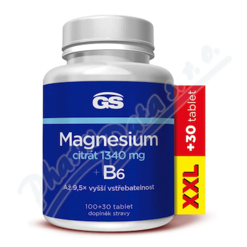 GS Magnesium citrát 1340mg+B6 XXL 100+30 tablet