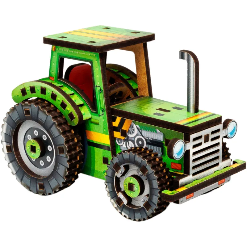 BusyKids Dřevěná 3D stavebnice Turbo traktor