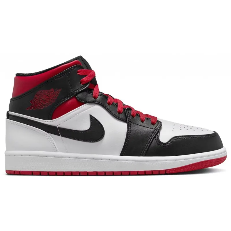 Jordan 1 Mid Black Toe White Gym Red