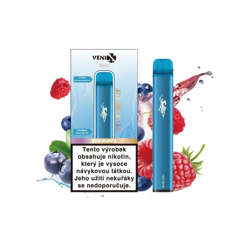 Venix MAX Blue Starter Kit - Blue Raspberry X - 20mg  Borůvka, Malina