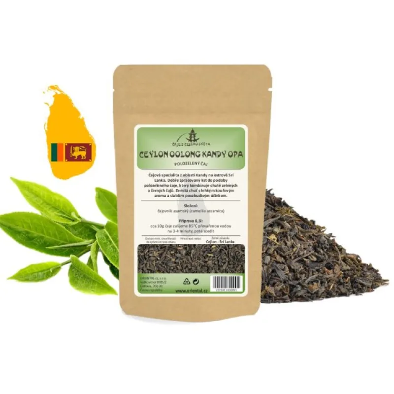 Polozelený čaj Ceylon oolong Kandy OPA