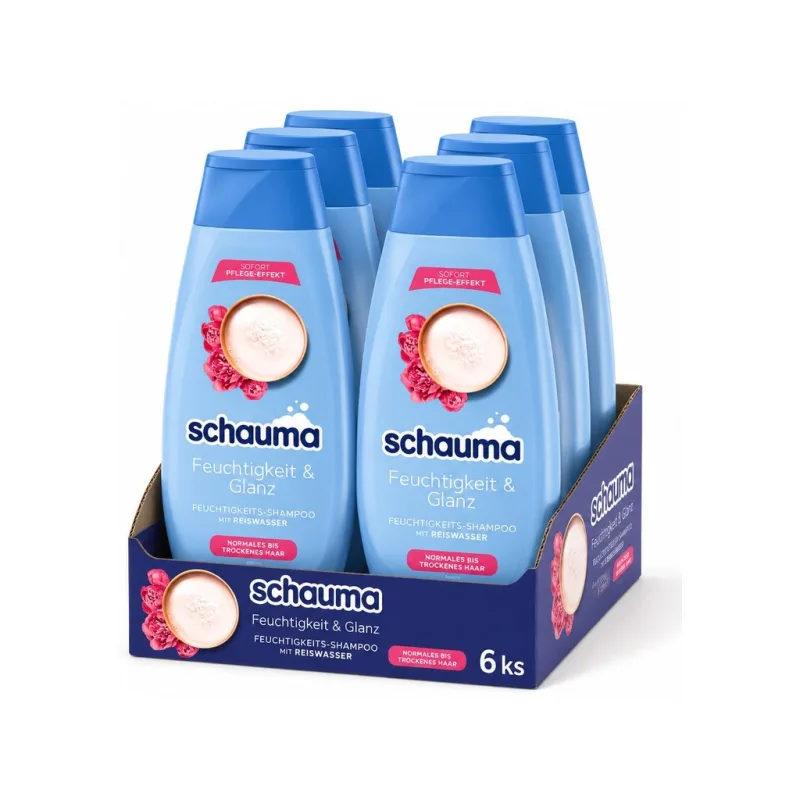Schauma hydratační šampon pro lesk s rýžovou vodou 6x400ml - VÝHODNÉ BALENÍ  - výhodné balení