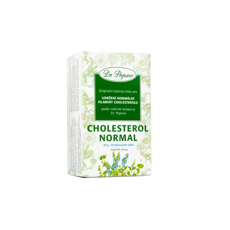 CHOLESTEROL NORMAL - PRO UDRŽENÍ NORMÁLNÍ HLADINY CHOLESTEROLU - bylinná směs - porcovaný čaj 20 x 1,5 g DR. POPOV