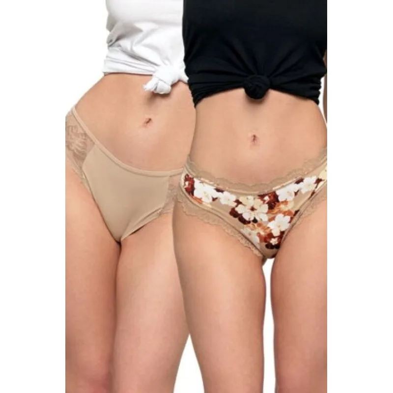 2pack kalhotek BCL1900-0078 béžové a květinové