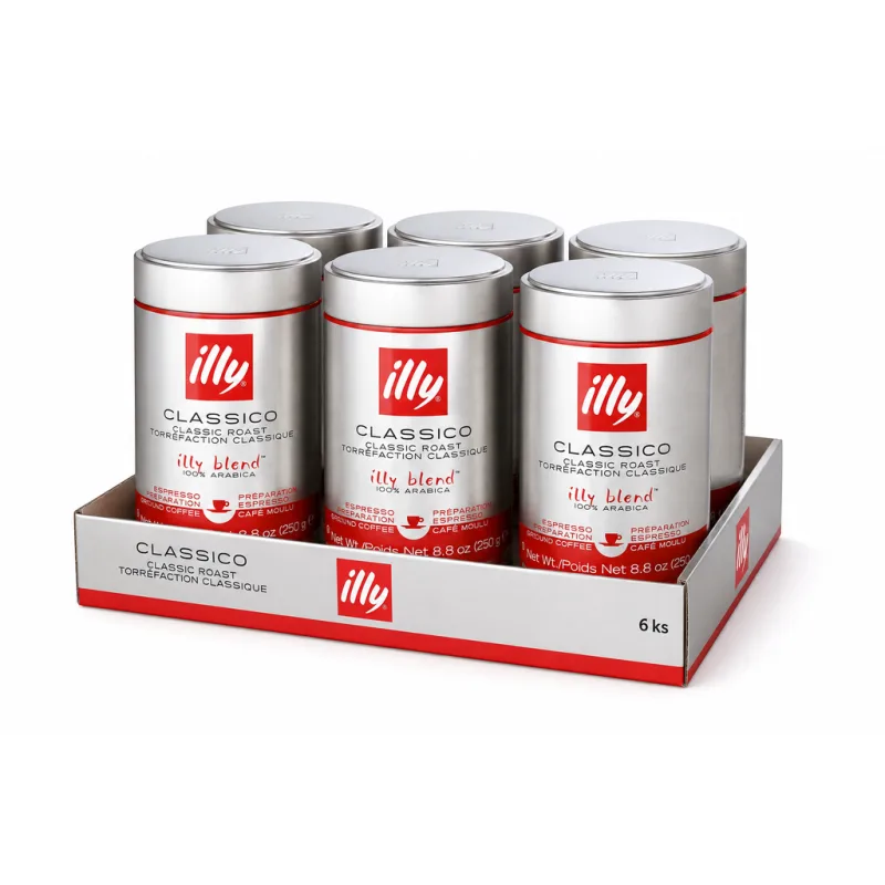 Illy classico Espresso mletá káva 6x250 g - VÝHODNÉ BALENÍ  - výhodné balení