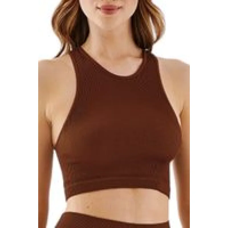 Bezešvá podprsenka Top Halter Rib mocca