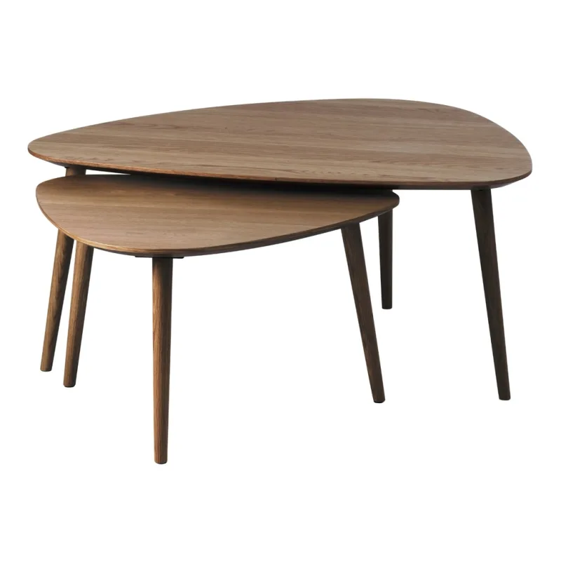 Set dvou tmavých dubových konferenčních stolků Adda 70 x 100/52,5 x 70 cm