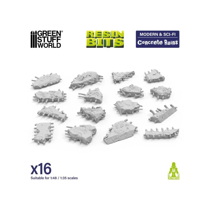 Green Stuff World 3D Printed Concrete Ruins 1:48-1:35