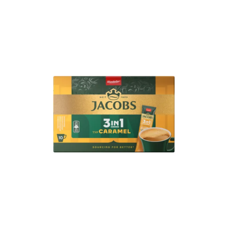 Jacobs instantní káva 3v1 s příchutí karamelu 10 ks 112 g
