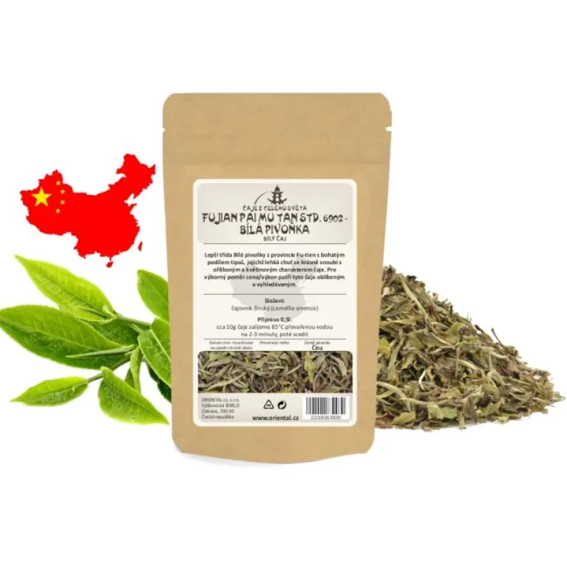 Bílý čaj China Fujian Pai Mu Tan (Bílá pivoňka) std. 6902 - Gramáž čaje: 100 g