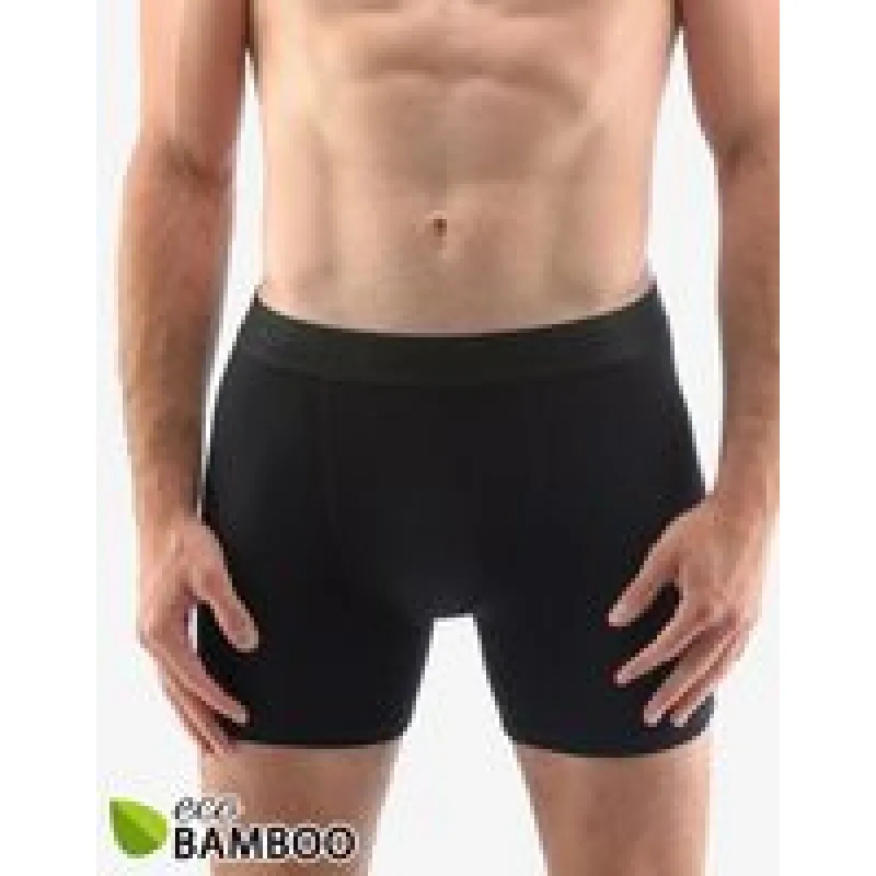 Pánské boxerky s delší nohavičkou, delší nohavička, šité, jednobarevné Eco Bamboo 74160P - černá